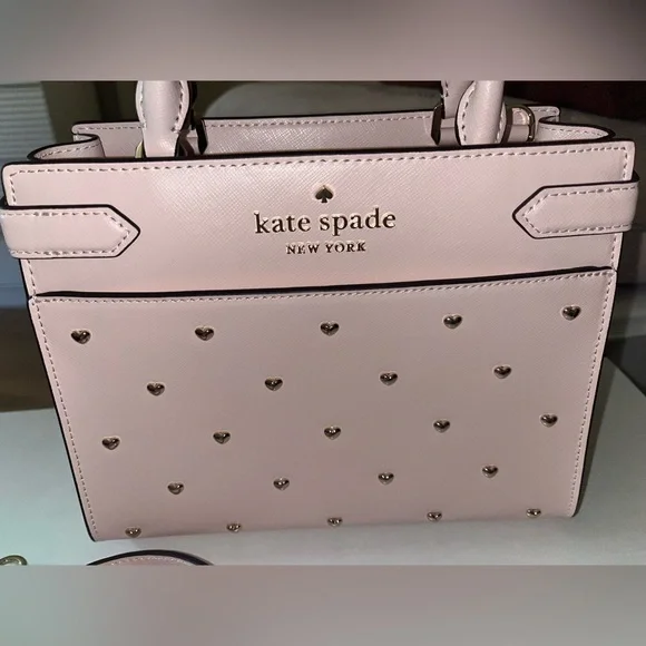 Kate Space Staci Heart Studded Satchel Bag with Cardholder and Wristlet - Picture 4 of 16